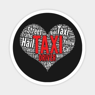 Taxi driver Heart Shape Word Cloud Design product Magnet